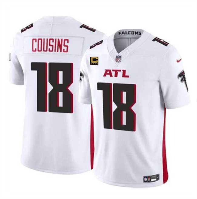 Men & Women & Youth Atlanta Falcons #18 Kirk Cousins White 2024 F.U.S.E With 4-Star C Patch Vapor Untouchable Limited Stitched Jersey